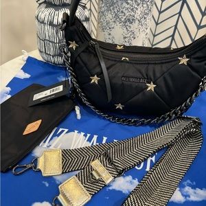 MZ Wallace NWT Quilted Bowery Gold Star Rec Shoulder & Crossbody w/Gunmetal RARE